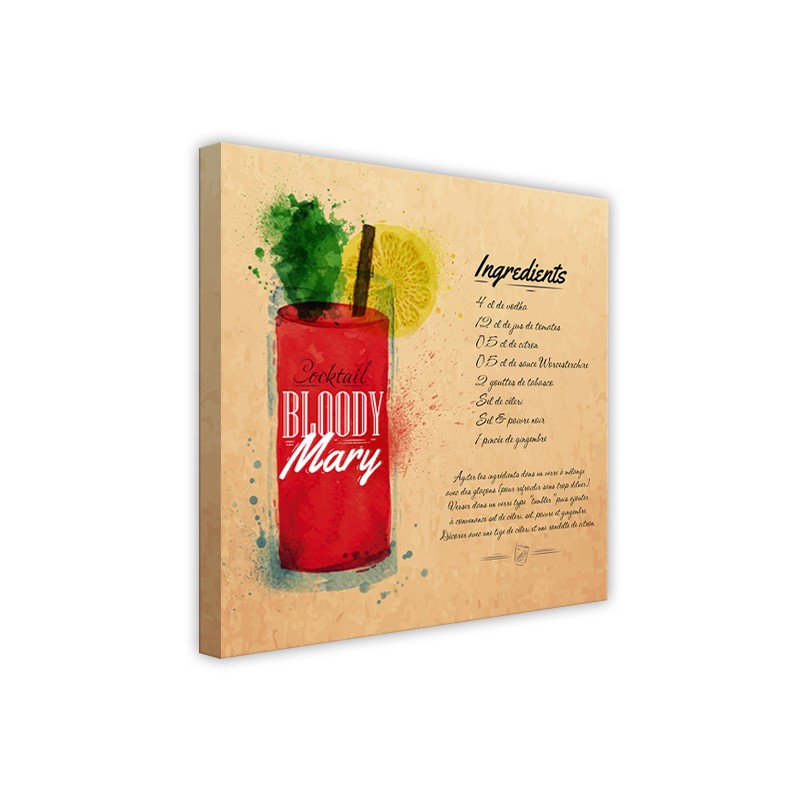 Tableau Toile Cocktail Aquarelle Bloody Mary