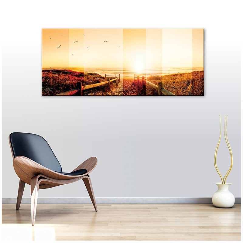 Tableau Toile Champ De Coquelicots Coucher De Soleil - 100x57 Cm, Impression Haute Qualité - Décoration Murale Salon Chambre - 6
