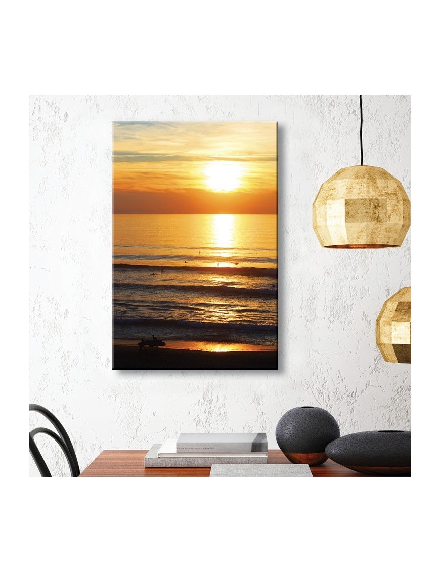 Tableau Toile Coucher de Soleil sur Biscarrosse Plage