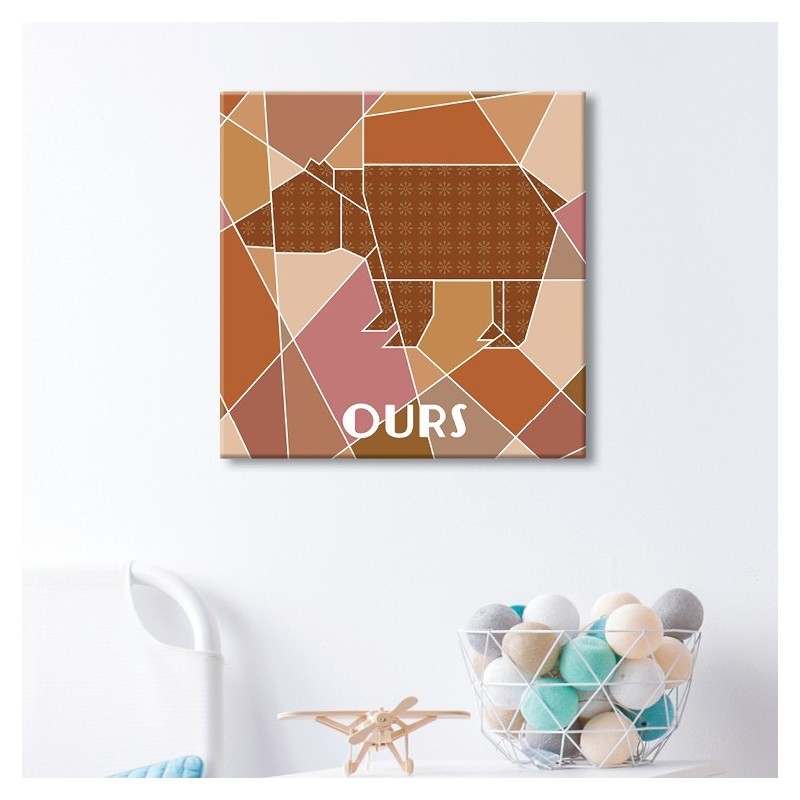 tableau-toile-ours-origami-chocolat