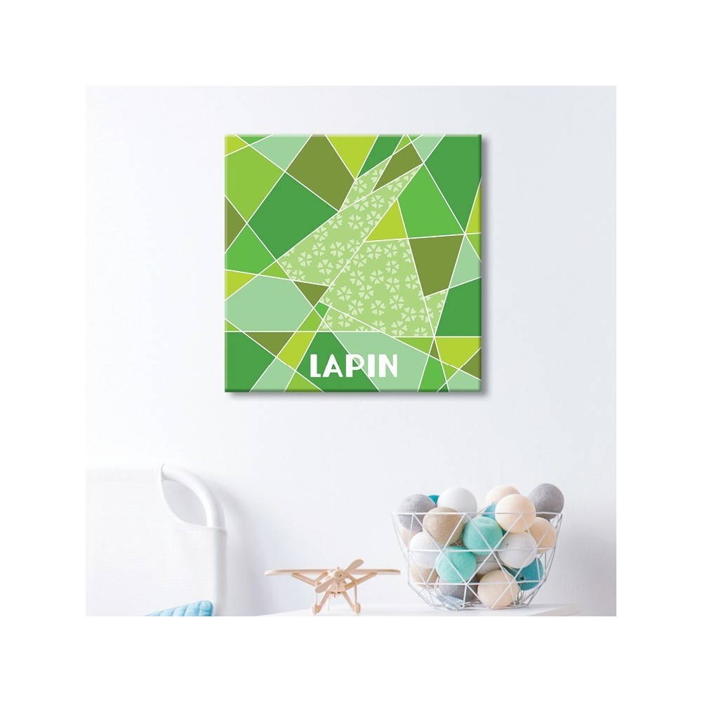 tableau-toile-lapin-origami-vert