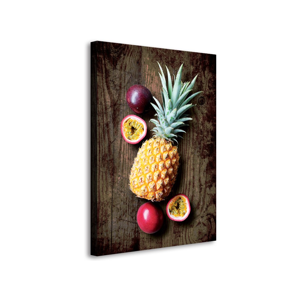 Tableau Fruits Exotiques Fond Bois