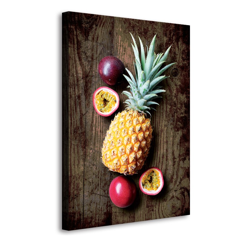Tableau Fruits Exotiques Fond Bois
